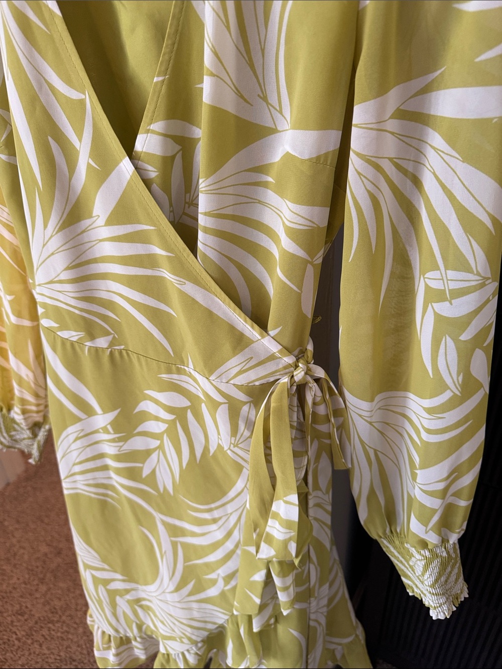 Bar III Lime Green and White Wrap Mini Dress - Picture 3 of 7